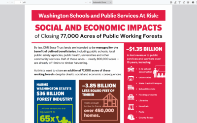 Washington Schools and Public Services At Risk as 77,000 Acres of Public Working Forests May Close